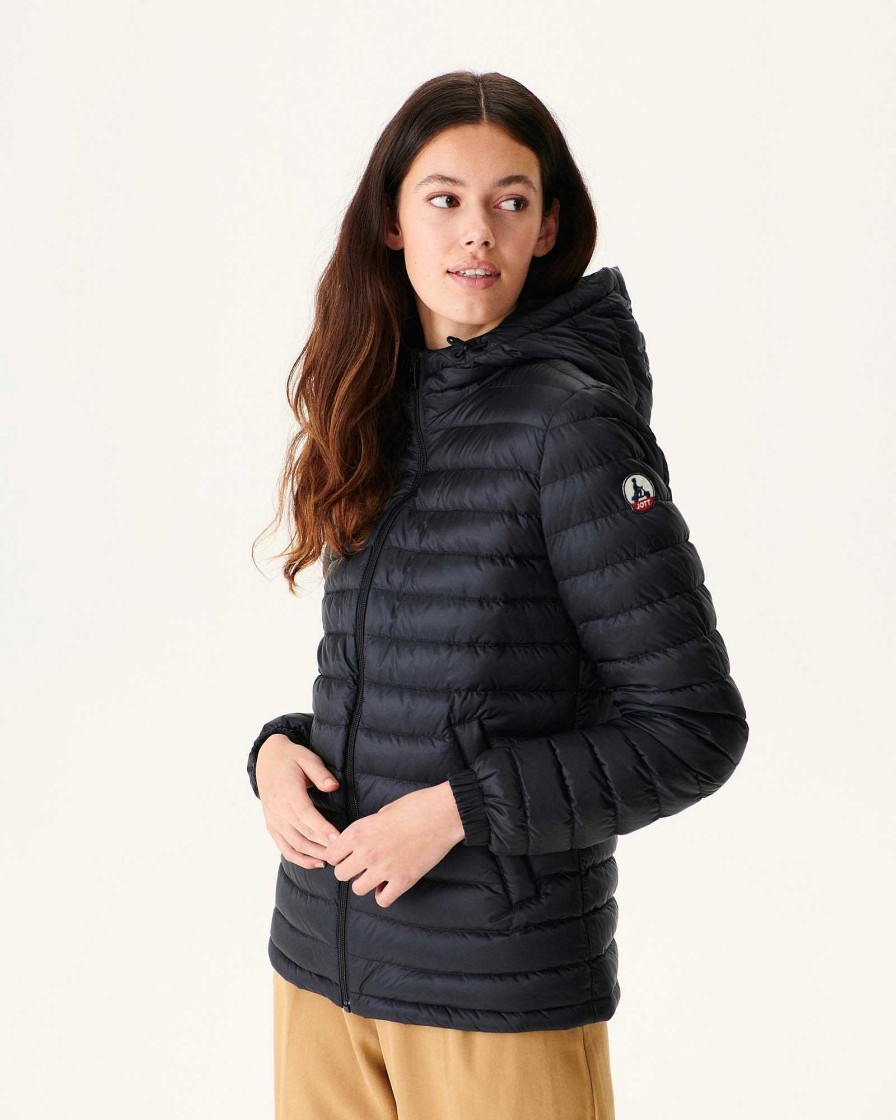 JOTT Black Vienne Reversible Hooded Puffer Jacket | Outerwear