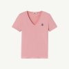 JOTT Peach Pink Cancun 2.0 Plain Organic Cotton V-Neck T-Shirt | Clothing