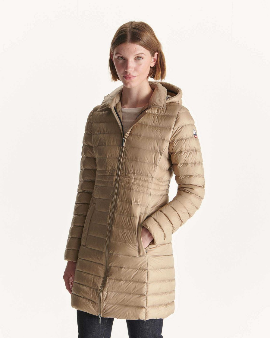 JOTT Beige Vero Long Hooded Puffer Jacket | Outerwear