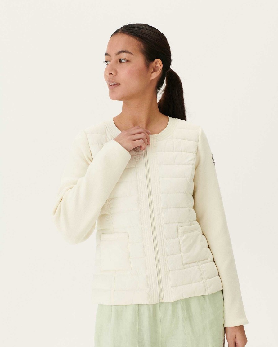 JOTT Off-White Almeria Lightweight Bi-Fabric Puffer Jacket | Outerwear