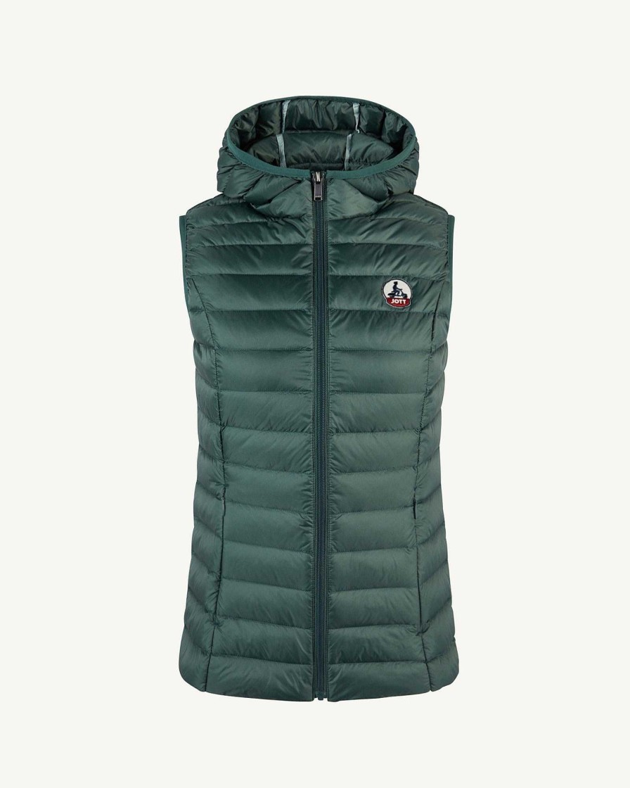 JOTT Celadon Green Mali Lightweight Sleeveless Hooded Puffer Jacket | Outerwear