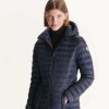 JOTT Navy Nour 2.0 Mid-Length Hooded Puffer Jacket | Outerwear