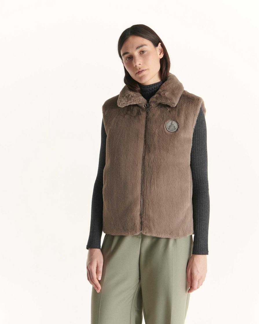 JOTT Swarovski Reversible Sleeveless Coat Grand Froid Taupe Daria | Outerwear