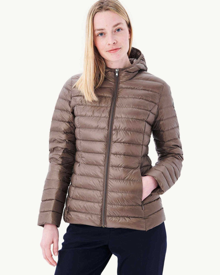 JOTT Lightweight Hooded Down Jacket Taupe Cloe | Outerwear