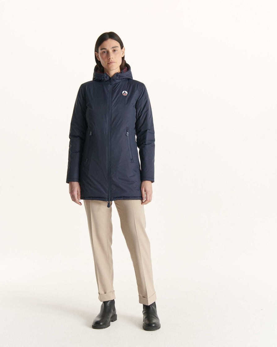 JOTT Navy/Aubergine Moscou Reversible Mid-Length Puffer Jacket | Outerwear