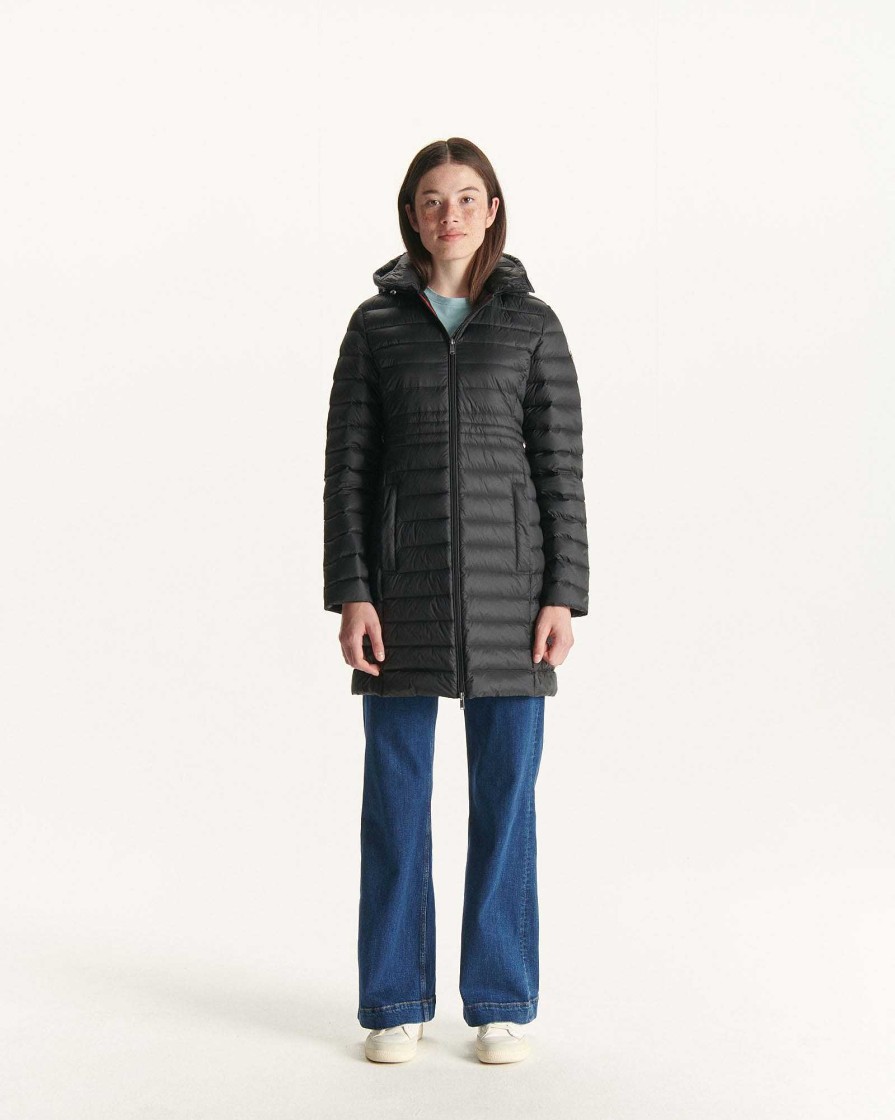 JOTT Black Vero Long Hooded Puffer Jacket | Outerwear