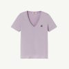 JOTT Pale Purple Cancun 2.0 Plain Organic Cotton V-Neck T-Shirt | Clothing