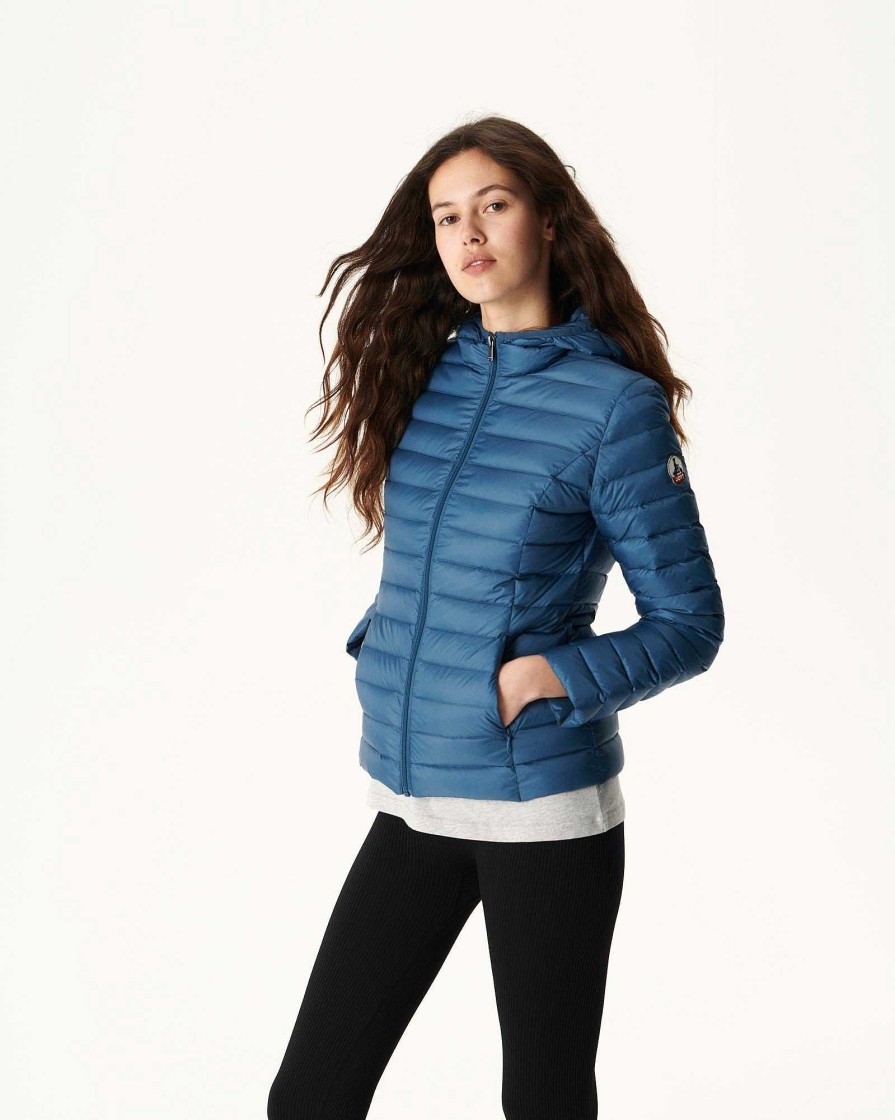 JOTT Lightweight Hooded Down Jacket Blue Jeans Cloe | Outerwear
